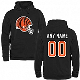 Men Cincinnati Bengals Customized Name x26 Number Helmet Orange Pullover Black Hoodie,baseball caps,new era cap wholesale,wholesale hats